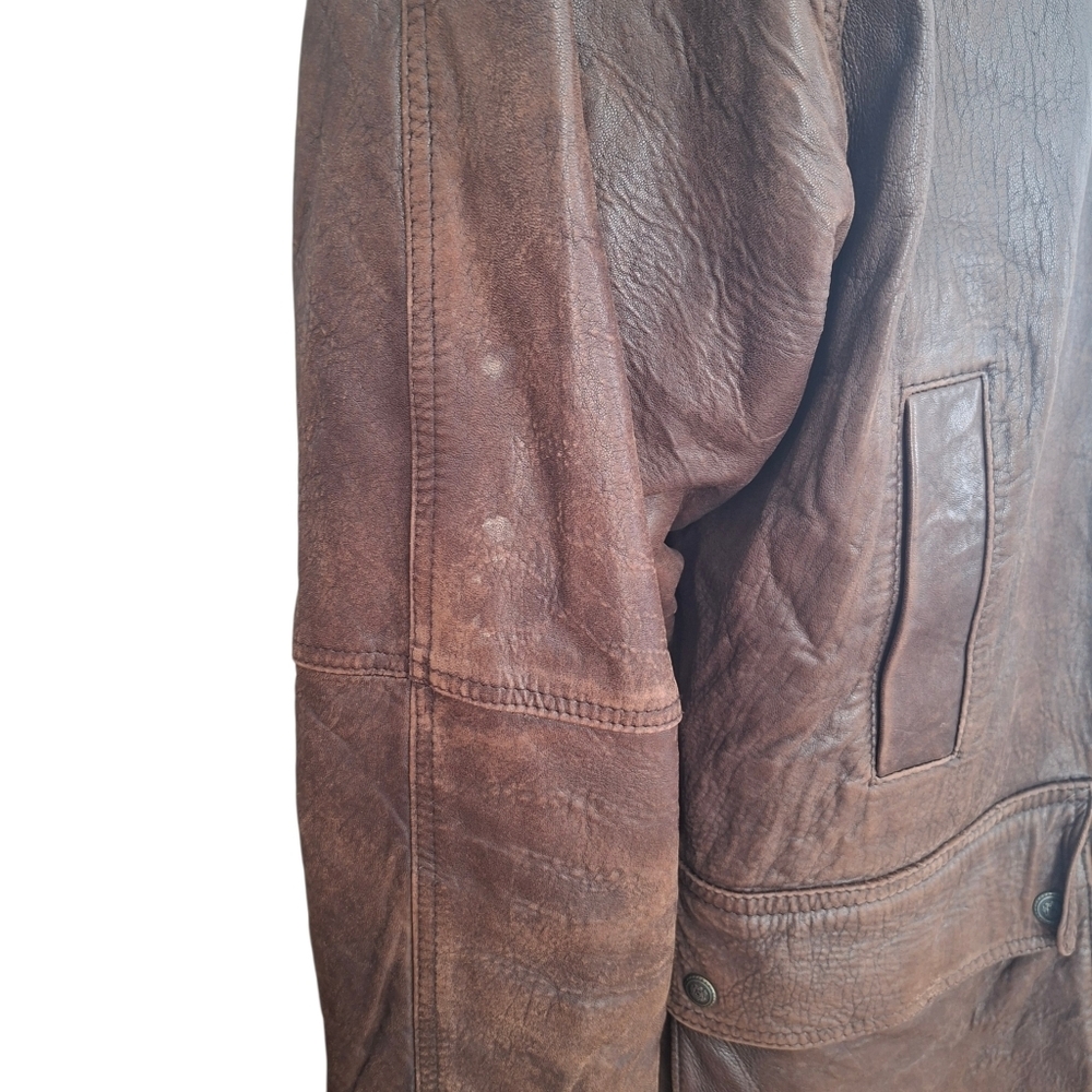 Vintage Aquascutum Of London Men's Brown Leather Jacket Coat Made In Canada - Picture 15 of 16